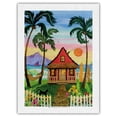thumbnail image 1 of Hati's Red Hut - Tropical Beach Hut - Hawaii - Hawaiian Islands Sunset - From an Original Watercolor Painting by Robin Wethe Altman - Japanese Unryu Rice Paper Art Print 24 x 32 in, 1 of 4