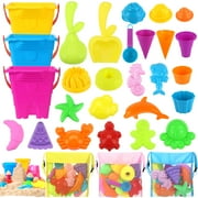 Hatisan 30Pcs Sand Toys, Sandbox Toys, Travel Beach Toys for Kids Toddlers Boys Girls