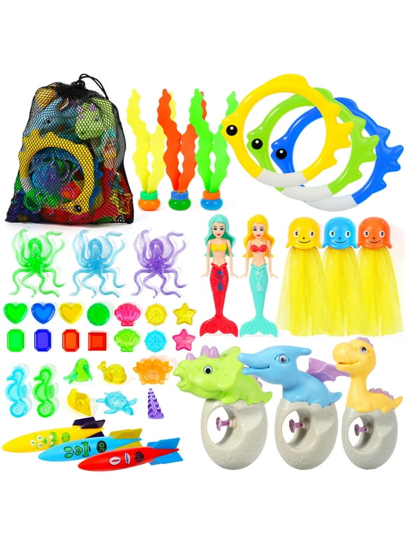 Hatisan 43 Pack Pool Toys , Diving Toys for Kids Pool Games, Water Toys Swim Learning and Develop Diving Skills for Kids