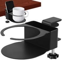 Hatisan Desk Cup Holder, Cup Holder Clamp for Table, Anti-Spill Hold Various Cups or Bottles, Black, 1 Pack