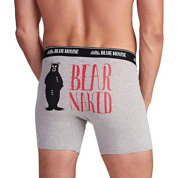 Little Blue House Men's Funny Boxer Briefs, Bear Naked, Small