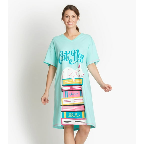 Little Blue House Women's Sleepshirt, Cat Nap, One Size