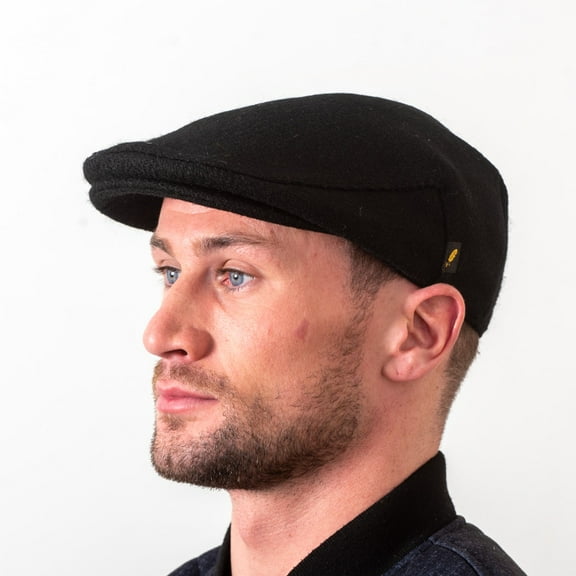 Hatman of Ireland Traditional 100% Donegal Tweed Flat Black Cap for Men