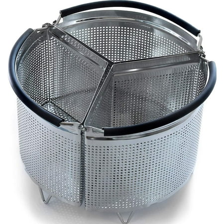 Hatrigo 3-Piece 6-Quart Divided Steamer Basket Compatible with Instant Pot Pressure Cooker