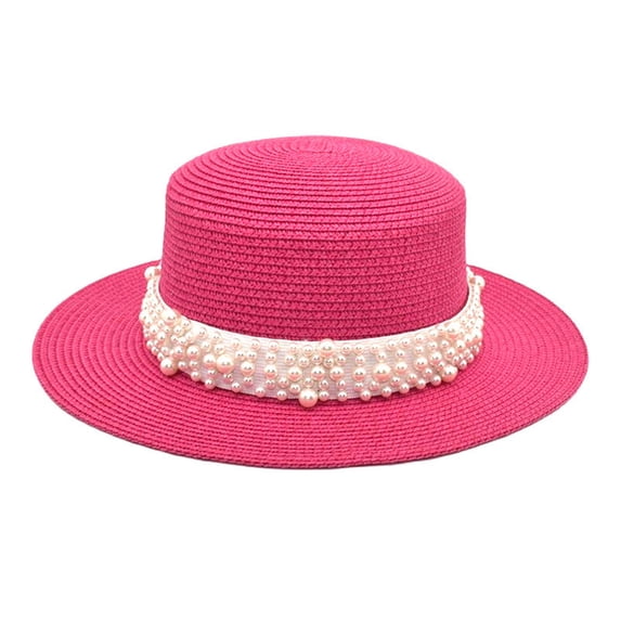 Hats Adults Unisex Retro Western Cowboy Riding Leather Belt Pearl Wide Cap Straw Hat