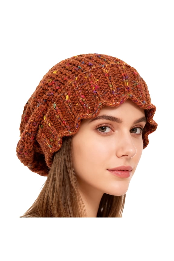 Hats Baseball Cap Autumn And Winter Woolen Korean Style Versatile Making The Look Rainbow Knitted Large Head Circumference Warm Pullover