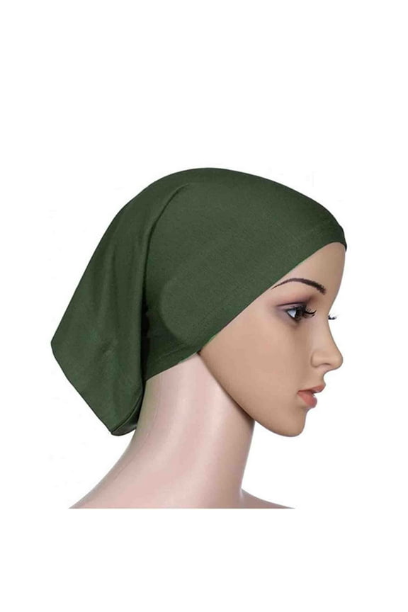 Womens Baseball Caps Wide Brim Sun Hats For Women UV Protection Muslim Stretch Turban Chemo Hair Loss Head Scarf Wrap Green