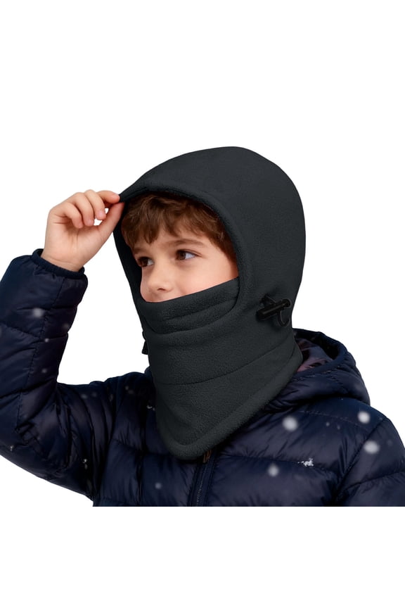 Hats for Boys Winter Unisex Kids Balaclava Solid Color Lined Thermal Full Head Cover Windproof Cold Weather Outdoor Sports Skiing Cycling Gear Kids Hat Black 8 Years-12 Years