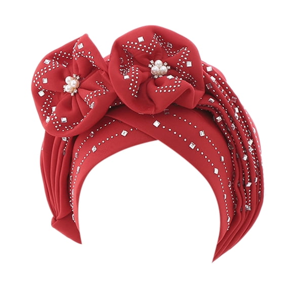 Hats Christmas Fashion Women Beading Braid Muslim Ruffle Cancer Wrap Cap Sleep Caps Satin Lined Hair Bonnets Winter Hats For Women