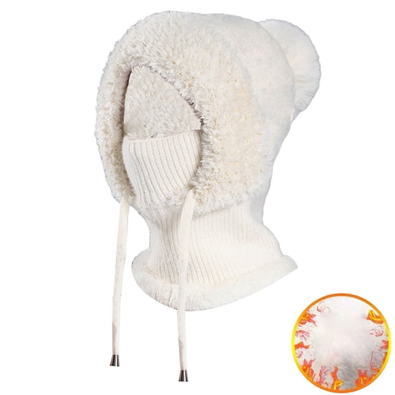 Hats Christmas Winter Velvet Knitted Woolen Women's Ear Scarf Integrated Warm Hood Winter Hats For Women
