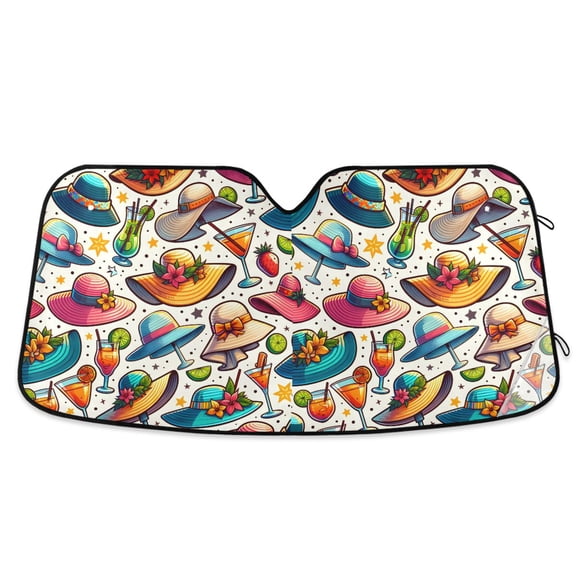 Hats Drink Lemon Car Windshield Sun Shade Foldable Car Front Window Visor Heat and UV Protection 53x23.5