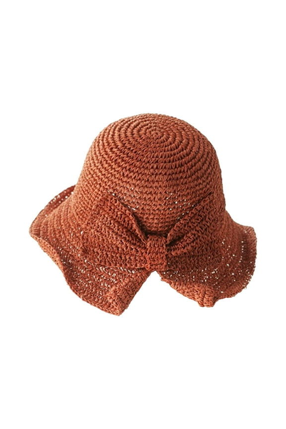 Hats Foldable Wide Brim Floppy Sun For Women Fashion Woven Bow Sun Summer Beach For Women Girl Hat