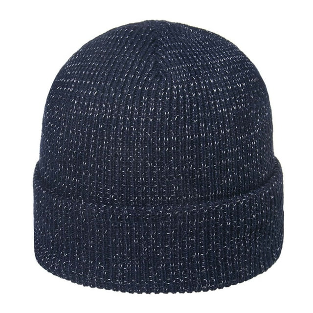 Hats For Men Leather Winter Hat For Men Reflective Yarn Knit Cap Soft ...