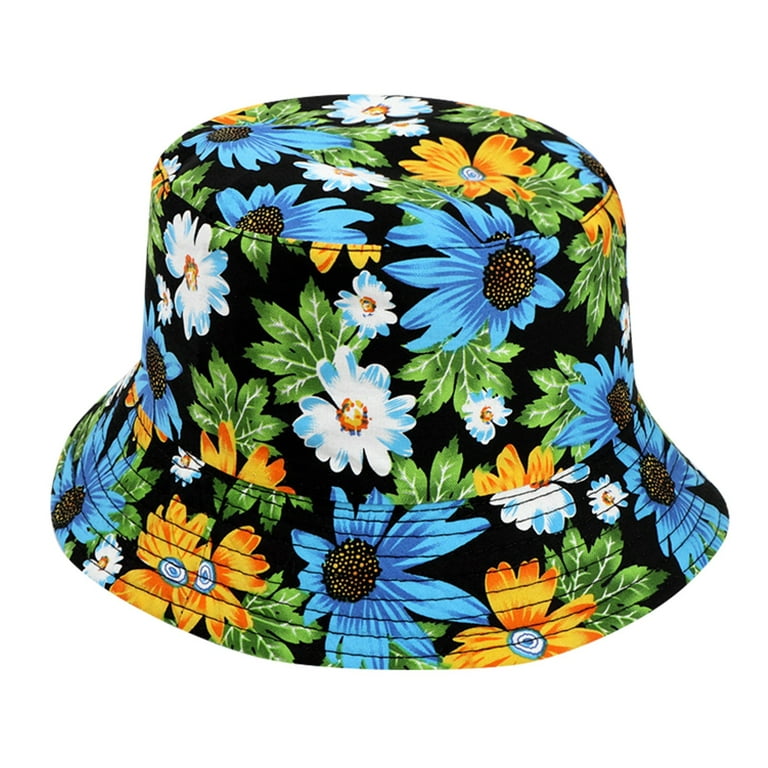 Hats For Women Fashionable Dressy Summer Unisex Double Sided Climbing  Bucket Hat Reversible Coconut Flowers Printed Travel Sunhat Fisherman Cap
