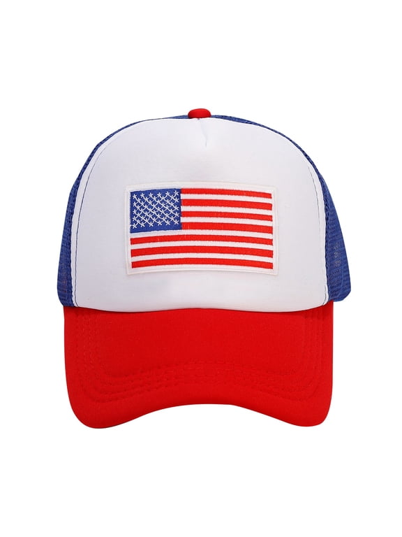 Hats For Women Red Sun Visors For Women Fashion Anniversary USA States Patriotic 3D Embroidered Hats