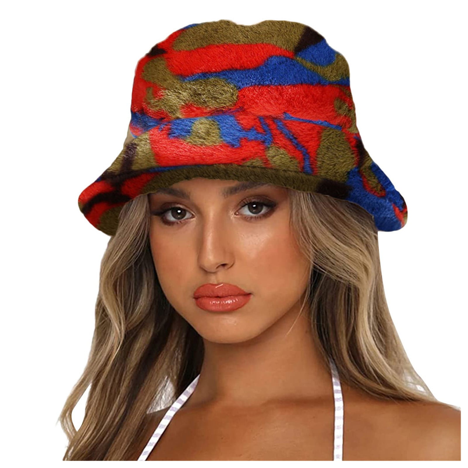 Hats For Womens Winter Printed Thick Bucket Warm Bucket Caps Basin