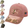thumbnail image 1 of Hats for Garden Morning Cap, Hummingbird Floral Embroidery Botanical Cottagecore Hat Adjustable Baseball Caps Gift for Men Women (21.7-23.6'' Adjustable, Pink), 1 of 7