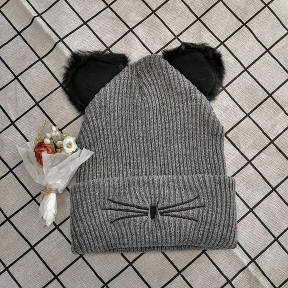 Hats Kitty Ear Knit Hat Embroidered Cute Fall Winter Warm Pullover Accessory for Comfort and Style