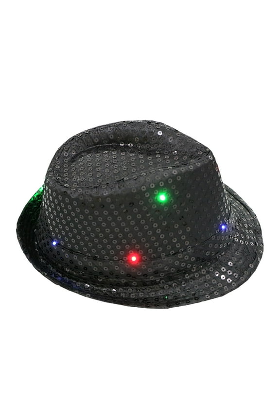 Hats LED Sequin Glow Jazz Performance Props Flash Cowboy Hat