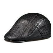 BAITREND Hats Men Street Bonnet Genuine Leather Beret Male Thin Hats 55-61 cm Adjustable Forward Cap Leisure Duckbill Casquett Crocodile