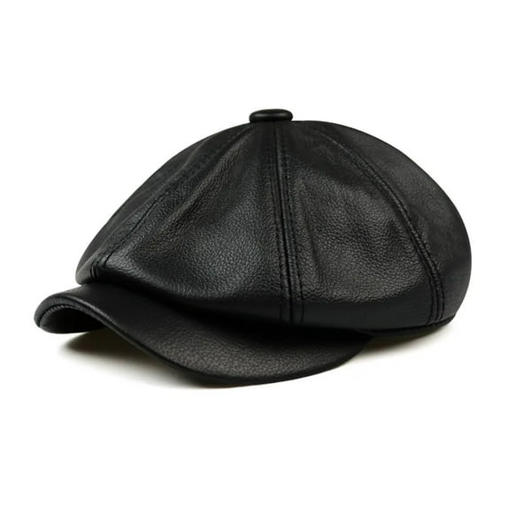 Hats Men Winter Genuine Leather Warm Cap Male Beret Painter Boina Cowhide Octagonal Casquette Streetwear ,Unique Design