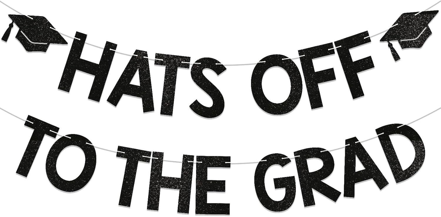 Hats Off To The Grad Banner - Congrats Grad Sign, Class of 2025 Decor ...