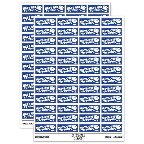 Hats Off to You Teacher Student School Sticker Set - Dark Blue - Gloss Finish - 1.25" Mini
