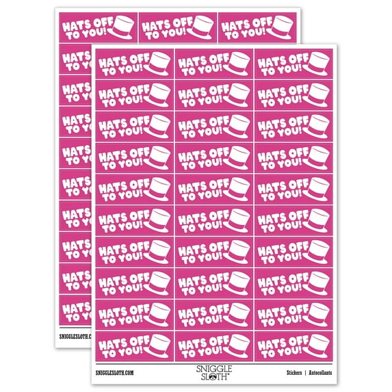 Hats Off to You Teacher Student School Sticker Set - Hot Pink - Matte Finish - 1.75" Medium