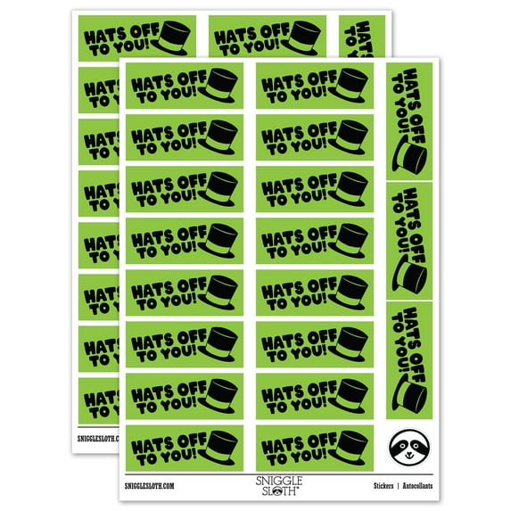 Hats Off to You Teacher Student School Sticker Set - Light Green - Gloss Finish - 2.00" Large