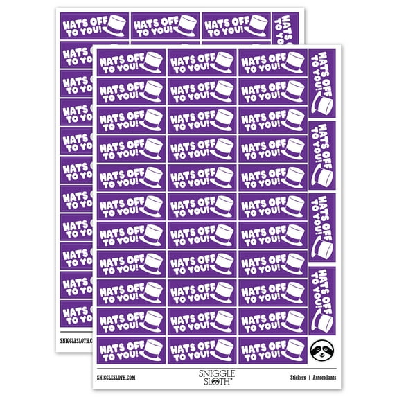 Hats Off to You Teacher Student School Sticker Set - Purple - Gloss Finish - 1.5" Small