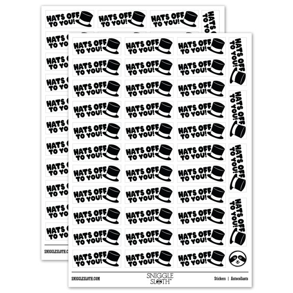 Hats Off to You Teacher Student School Sticker Set - White - Matte Finish - 1.5" Small