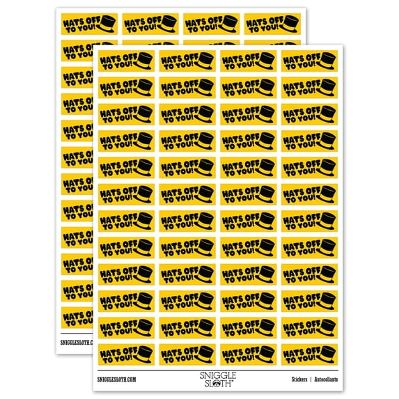 Hats Off to You Teacher Student School Sticker Set - Yellow - Matte Finish - 1.25" Mini