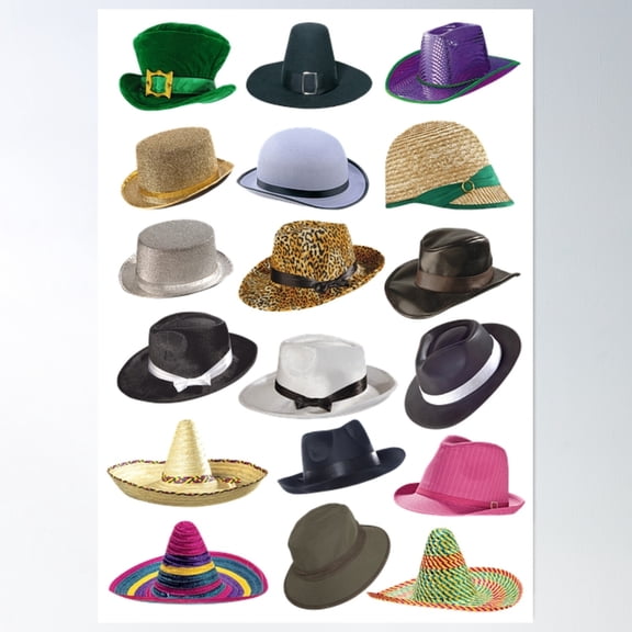 Hats Poster Wall Art, Modern Wall Decor, 16x24 UNFRAMED