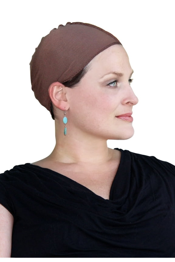 Hats, Scarves and More Bamboo Wig Cap and Soft Chemo Hat Liner For Hair Loss (Brown)