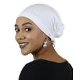 thumbnail image 1 of Hats, Scarves and More Celeste Chemo Beanie Pretied Headscarf For Cancer Patients Cotton (White), 1 of 2