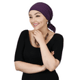 thumbnail image 1 of Hats, Scarves and More Celeste Cotton Chemo Scarves Pre Tied Head Scarf For Women Cancer Patients (Plum), 1 of 2