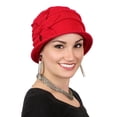 thumbnail image 1 of Hats, Scarves and More Women's Fleece Flower Cloche Hat (Red), 1 of 6
