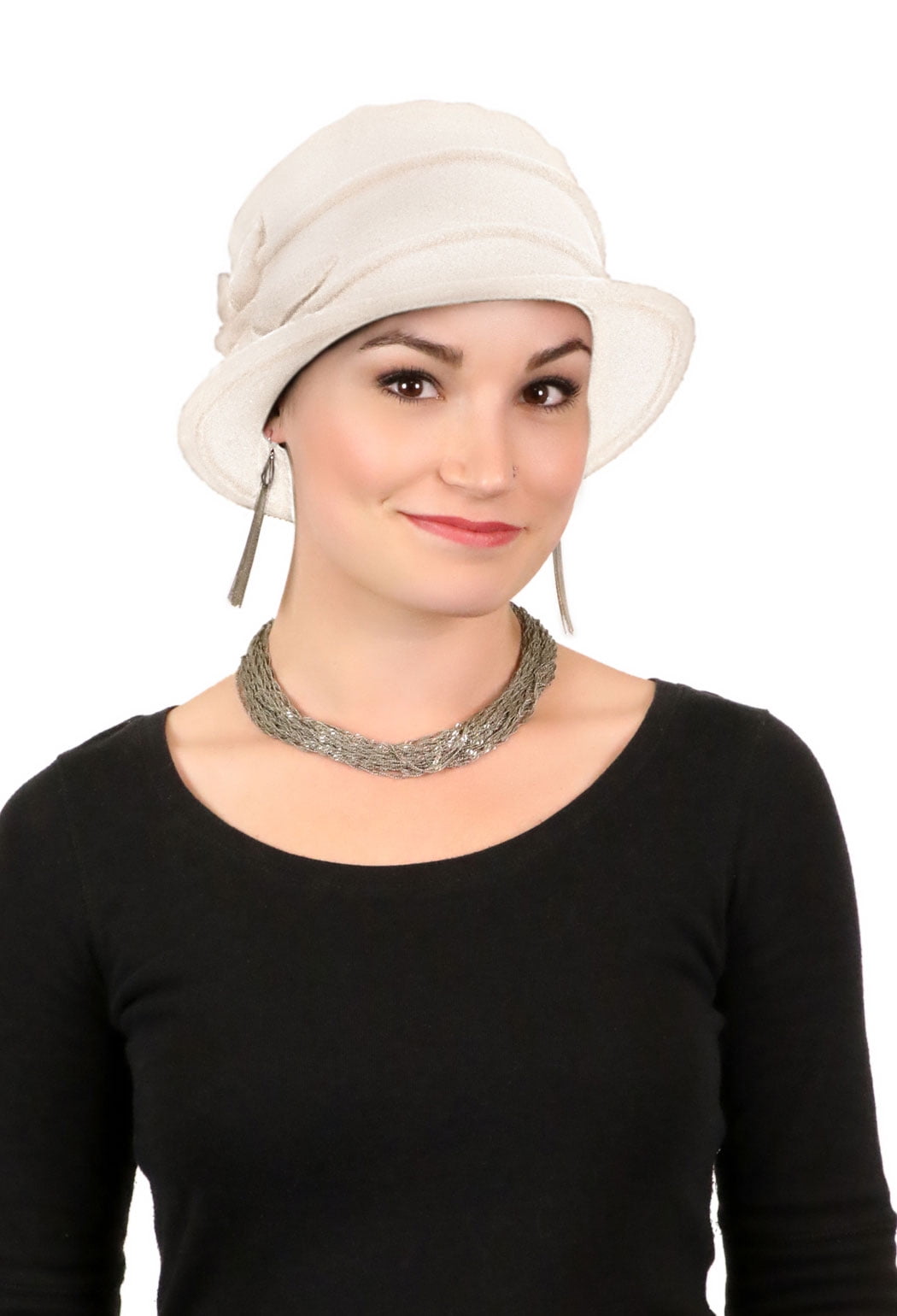 Hats, Scarves and More Women's Fleece Flower Cloche Hat (Winter White