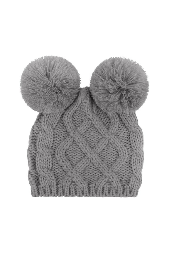 Hats Toddler Kids Winter Soft Knitted Warm Furry Bear Ears Hat Grey 6 Months-18 Months