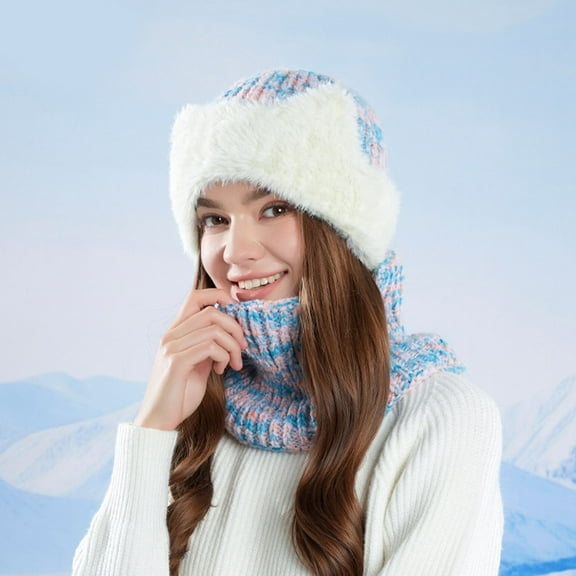 Hats Winter Warm Knit Hat and Neck Scarf for Stylish Outdoor Ear Hat Ideal for Cold Weather Activities
