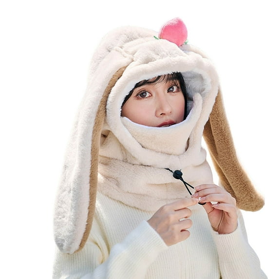 Hats Winter Warm Windproof Hat Ski Riding Shield Warmer Cute Cartoon Rabbit Ear Neck Cover With Face Guard For Women Men