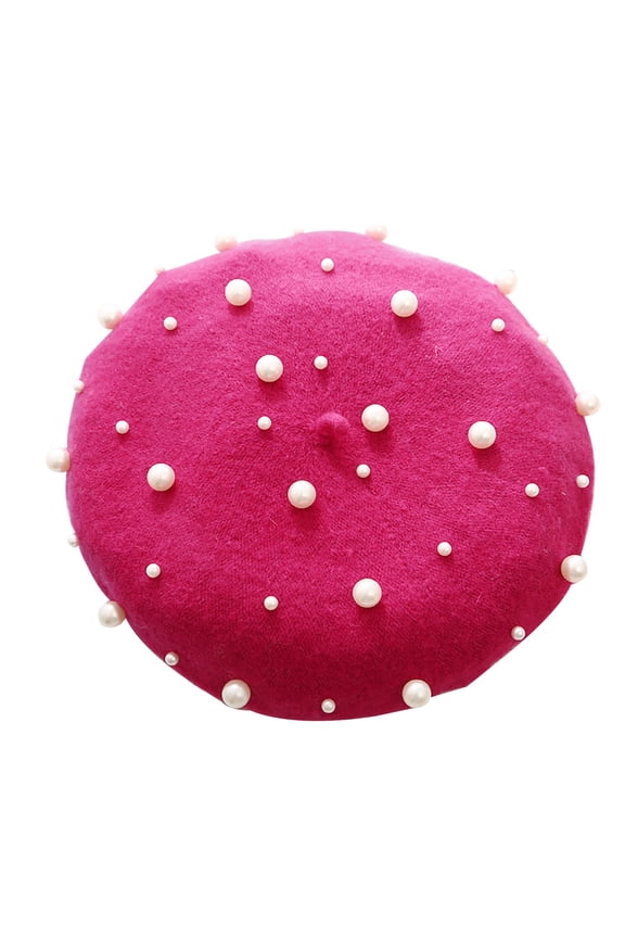 Hats Winter Women Beret Pearl Elegant Sweet Artist French Style Beret Beanie Cap