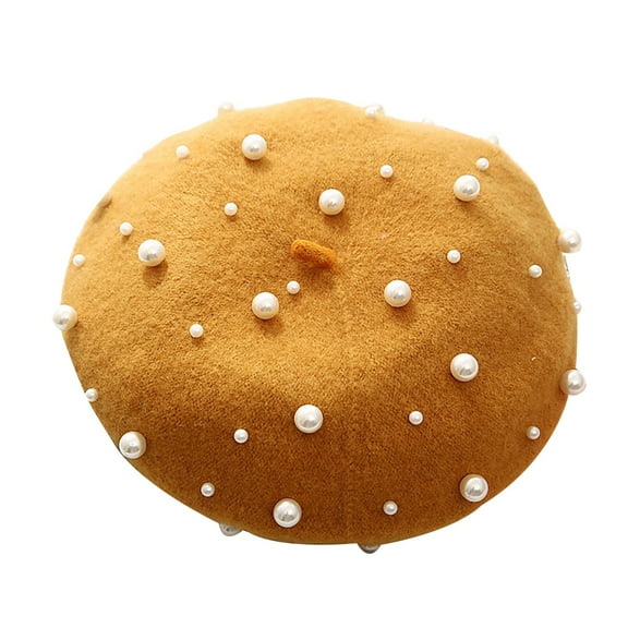 Hats Winter Women Beret Pearl Elegant Sweet Artist French Style Beret Beanie Cap