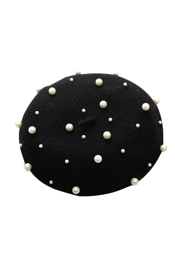 Hats Winter Women Beret Pearl Elegant Sweet Artist French Style Beret Beanie Cap