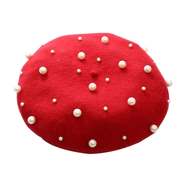 Hats Women Beret Pearl Elegant Sweet Artist French Style Beret Beanie Cap Hat