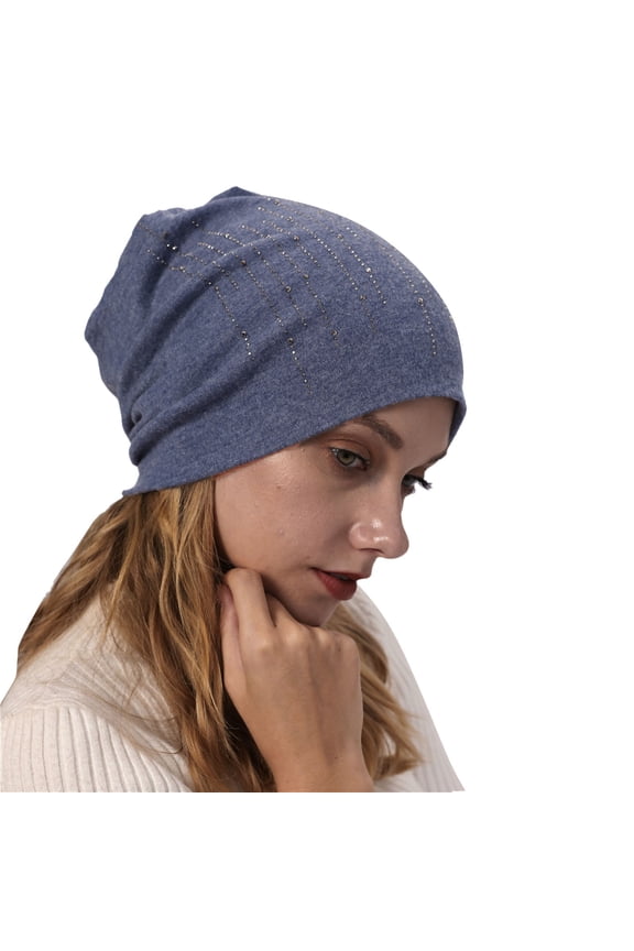 Hats for Women Knitted Double Layer Hot Drill To Keep Warm Neutral Loose Lightweight Hip Hop Soft Cotton Casual Elastic Cotton Hat Knitted Double Layer Hot Drill To Keep Warm Hats