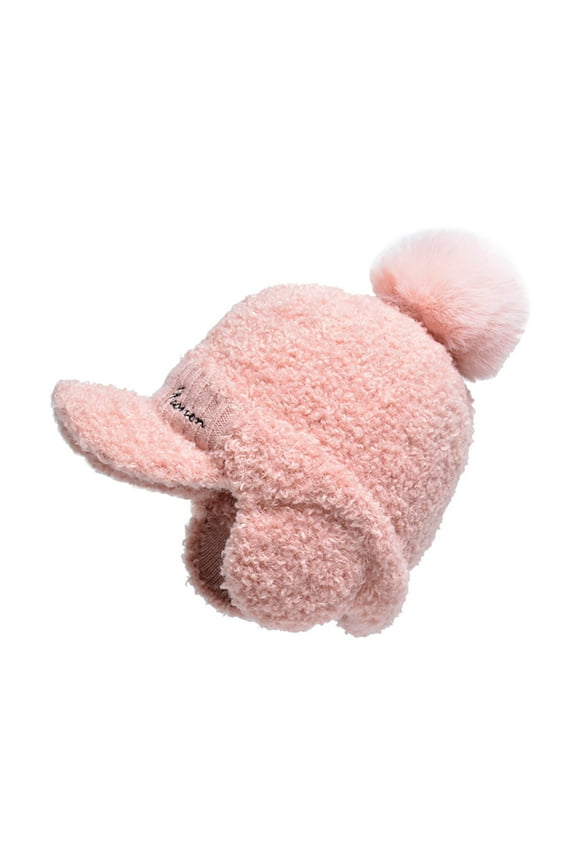 Hats Women Letter Knitting Wool Cap Winter Warm Ear Protection Baseball Cap Plush Thickened Wool Ball Cap Hat