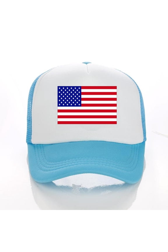 Hats for Women Unisex America Baseball Cap United States Mesh Splice Hat for Men Usa Flag Adjustable Hat Size Strapback Breathable Trucker Caps Casual Sun Peak Hats