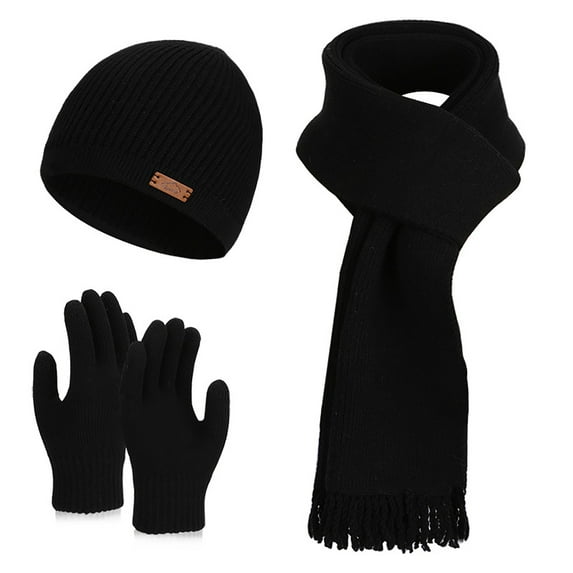 Hats for Women Winter Fashion Warm Earmuffs Knitted Hat Scarf Gloves Three-piece Set Thermal Fashion Solid Color Outdoor Cozy Set Casual Stretch Cute Lightweight Workout Hats for Women