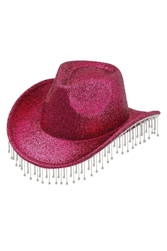 Hats Women's Elegant And Light With Shiny Tassel Cowboy Wide Brim Tassel Dating Hat